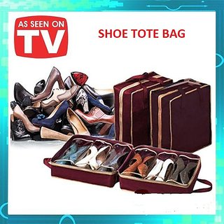 Buy 6 Pair Shoe Tote Bag For Travelers Travel Friendly Bag Shoe Rack ...