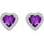 Silver Dew 925 Sterling Silver Halo Heart Amethyst CZ Diamond Earring
