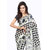Ambaji Black & White Georgette Dotted Saree With Blouse