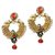 Kriaa Gold Plated Multicolor Peacock Design Pearl Earrings - 1303772