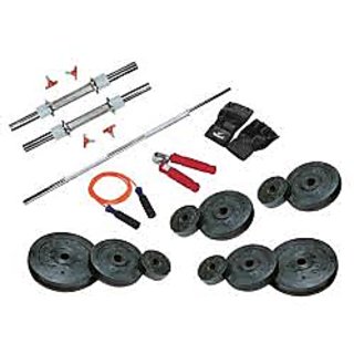 Welkin 22 Kg Weight Rubber 2 Pc Dumbbell Rods 1 Pc Weight Training Rod 1 Pair Sp