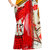 Ambaji Red & White Georgette Printed Saree Without Blouse