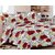 India Furnish 100 Cotton Flower Design Double Bedsheet Set with 2 Pillow Covers Red Color