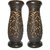 Onlineshoppee Wooden Antique Flower Vase With Hand Carved Design(Brown,Packof 2)