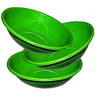 King International- Stainless Steel Serving Bowl Green Color/Pasta Bowl/Salad Bowl Set Of 3 Pcs