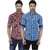 Lovely Dennis Lingo Men's Checkered Red and Blue Full Sleeves Formal Shirts ( Pack of 2 )