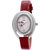Gesture Oval Dial Red Leather Strap Womens Watch