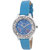 Gesture Round Dial Turquoise Leather Strap Womens Watch