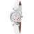 Gesture Round Dial White Leather Strap Womens Watch