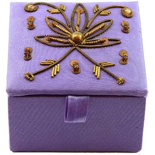Buy Zari Boxes Square Shape Purple Color Satin Fabric Stores And 2.5x2 ...
