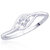 Peora Sterling Silver Rhodium Wavy Solitaire Cubic Zirconia Ring Pr5152