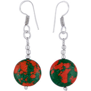                       Pearlz Ocean 2.5 Inch Dyed Howlite Multi- Color Coin Shaped Dangle Earrings                                              