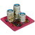 indikala White and Blue Tea Light Candle Holders On a Pink Tray (IK-01-178)