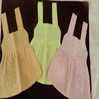 Set Of 3 Cotten Chicken Work Baby Frocks 4 6 Months
