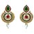 Surat Diamond Ethnic Drop Shaped Red, Green & White Stone Gold Plated hanging Earrings for Women PSE5