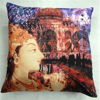 Welhouse India The Taj Mahal Art 3D Digital Cushion Cover Pack of 1
