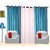 Fresh From Loom Plain Polyster Door Curtain -Set of 3 (490-2Skyblue+1White-7feet-3pc)