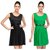 Klick2Style Pack of 2 Black And Blue Plain Fit  Flare Dress For Women