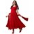 FabPandora exclusive Fancy Red Designer Net  Braso Anarkali  Dress Material