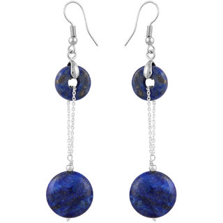                       Ocean Adeline Marvelous 25 Inch Dyed Lapis Lazuli Beads Dangle Earrings                                              