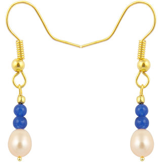                       Ocean Fresh Startling Water Pearl And Blue Jade 25 Inch Earrings                                              