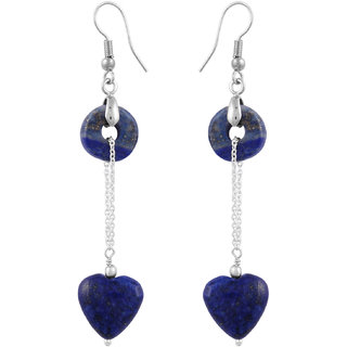                       Ocean Voguish Lovely 25 Inch Lapis Lazuli Beads Dangle Earrings                                              