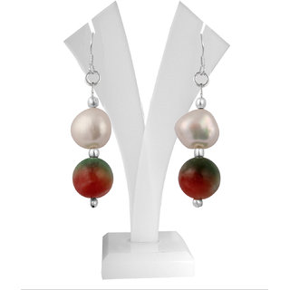                       Ocean 25 Good-Looking Inch Dyed Quartzite Beads  White Fresh Water Pearl Earrings                                              