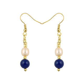                       Ocean Fresh Dapper Water Pearl And Blue Jade 25 Inch Earrings                                              