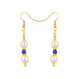                       Ocean Blue Classy Jade And Fresh Water Pearl 25 Inch Earrings                                              