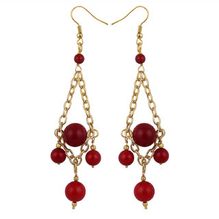                       Ocean Dyed Modern Red Coral Designer Earrings For Women                                              