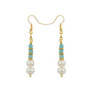                       Ocean Fresh classyy Water Pearl And Sky Blue Jade 25 Inch Earrings                                              