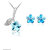 New Flower Pendant Necklace and Stud Earrings (Blue)