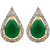Gold Plated American Diamond Oval Green Stone Stud Earring For Women