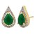Gold Plated American Diamond Oval Green Stone Stud Earring For Women