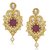 Kriaa Gold Plated Kundan Purple Meenakari Pearl Drop Earrings -  1305427