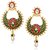 Kriaa Gold Plated Pink & Green  Kundan Meenakari Earrings - 1305432
