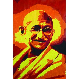 Buy Mahatma Gandhi Portrait Orange Yellow Canvas Painting Digital