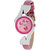Fogg Fashion Store Round Dial Pink Leather Analog Watch For Women