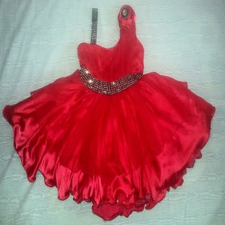 red backless midi dress