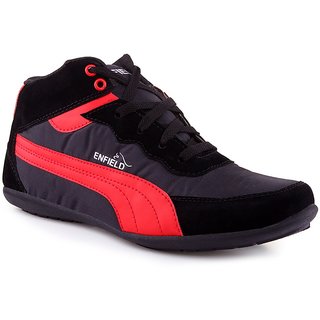 Shooz Mens Black Red Lace-Up Casual Shoes