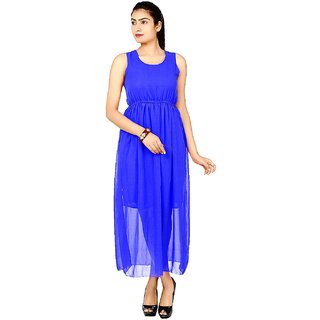 Buy Klick2Style Blue Plain Gown Dress For Women Online @ ₹1199 from ...