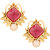 The Jewelbox Faceted Rani Pink Stone 18K Gold Plated Victorian Stud Earring For Women