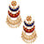 The Jewelbox Designer Gold Plated Meenakari Blue Maroon Large Chandelier Earring For Women