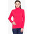 Hypernation Red Color High Neck T-Shirt For Women
