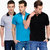 Scott International Mens Multicolor Polo Neck Tshirt (Pack of 3)