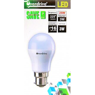 Overdrive 3-Watt B22 Base LED Bulb (2 Pieces Offer Pack, Cool Day Light)