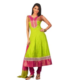 Online Idha Readymade Women s Green Cotton Churidar Stylish Suit Design 3 Prices Shopclues India