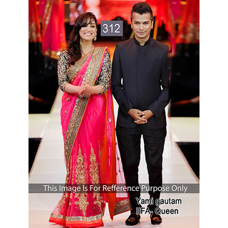 Buy Yami Gautam Ifa Queen Were Awesome Designer Saree Online 2450 From Shopclues Actress yami gautam in vikram phadnis red and pink dual shaded net saree with gold embroidery and gold sequin border teamed up with black three quarter sleeves embellished blouse. shopclues