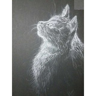 Buy White Pencil On Black Sheet Painting Online 3500 From
