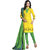 Drapes Green And Yellow Cotton Salwar Suit Dress Material Unstitched